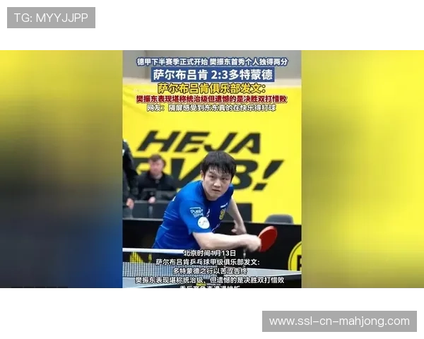 德国驻华大使馆将樊振东德甲首秀称为里程碑事件